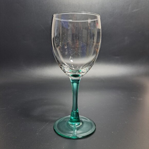 Clear Glass Goblet With Green Stem - Picture 5 of 8